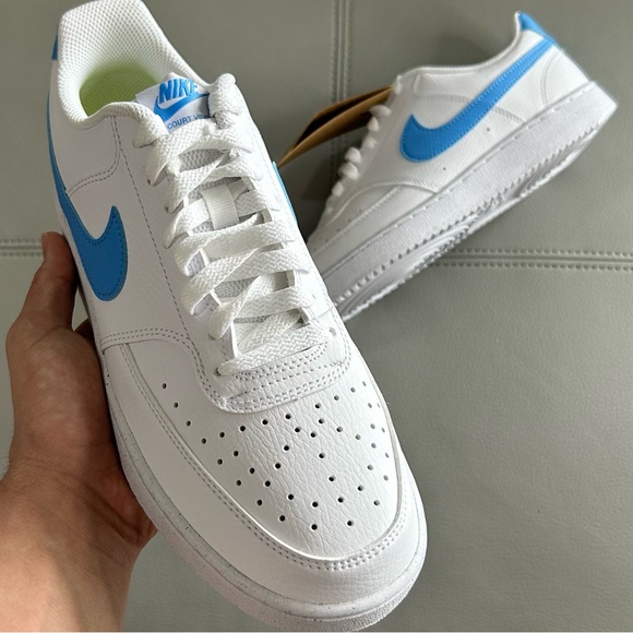 SIZE 10.5 - NIKE COURT VISION NEXT NATURE LOW WHITE UNIVERSITY BLUE - WOMENS - Picture 2 of 8